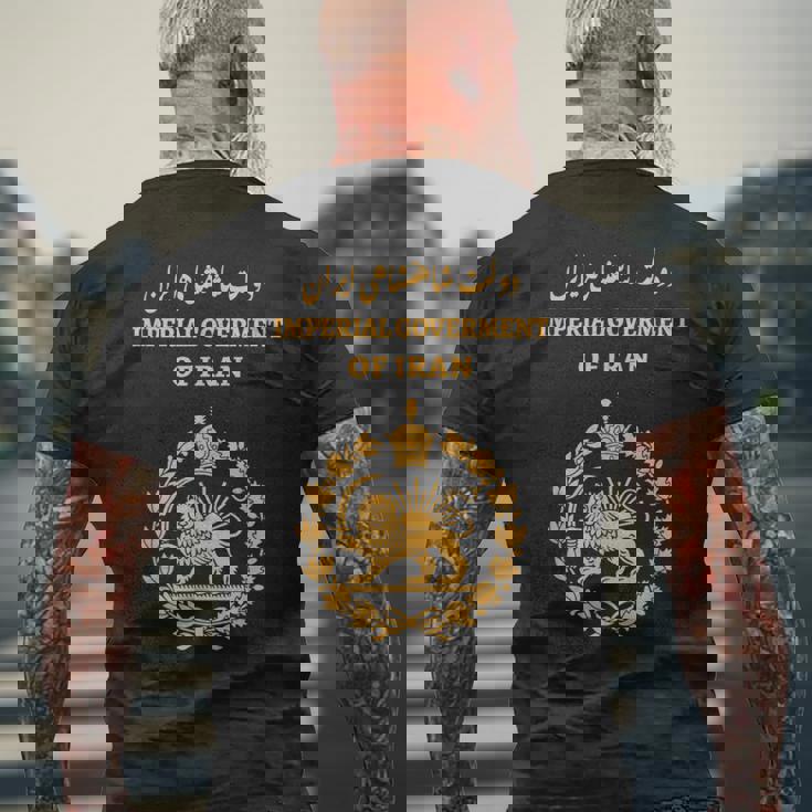 イラン、イランライオンサンパスポート ペルシャ、イラン国旗 メンズTシャツ バックプリント 高齢者への贈り物