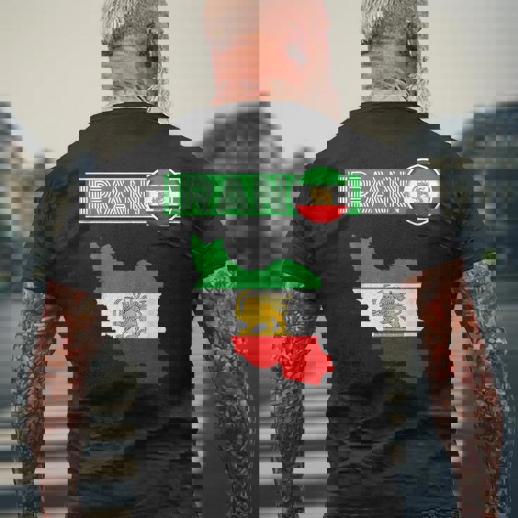 イランライオン太陽旗、イラン地図、イラン、イランの旗、イランの旗。 メンズTシャツ バックプリント 高齢者への贈り物