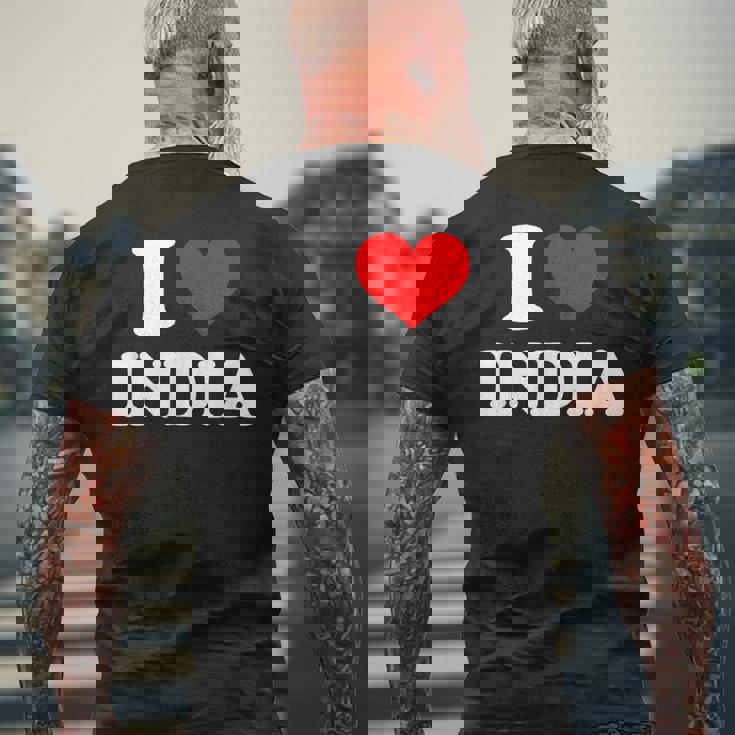 インド I Heart India I Love India メンズTシャツ バックプリント 高齢者への贈り物