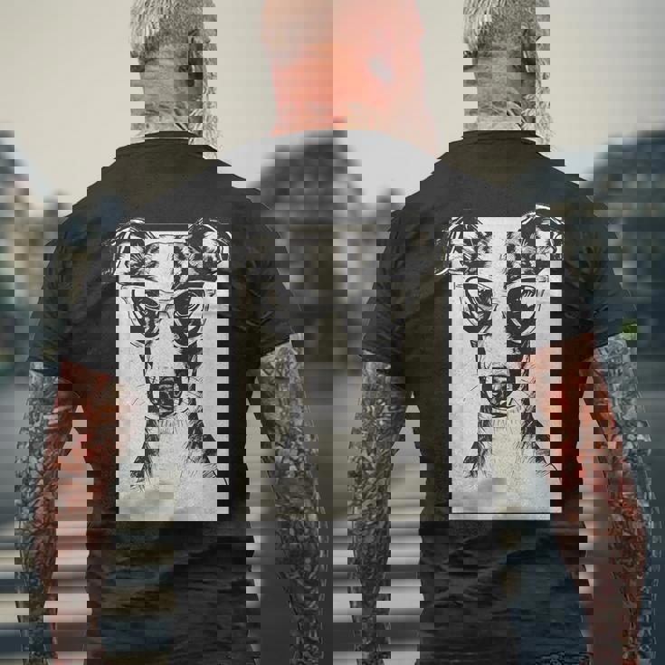 ウィペット イラスト 犬 面白い アート スケッチ メンズTシャツ バックプリント 高齢者への贈り物