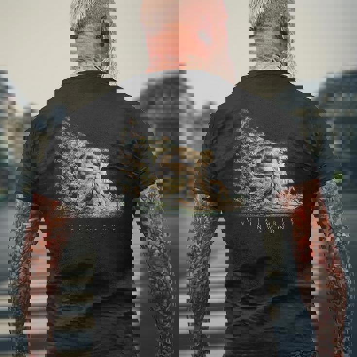 ウィリアム・ブレイク アイザック・ニュートンの肖像 物理学者 科学 芸術 William Blake Newton メンズTシャツ バックプリント 高齢者への贈り物