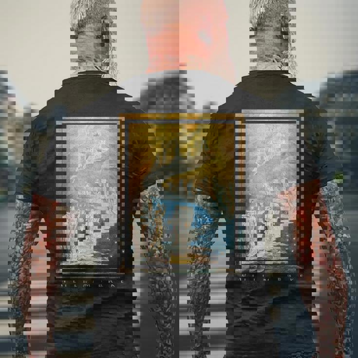 ウィリアム・ブレイク ジェイコブの梯子 芸術 象徴主義 神秘主義 魔法 William Blake Jacob メンズTシャツ バックプリント 高齢者への贈り物