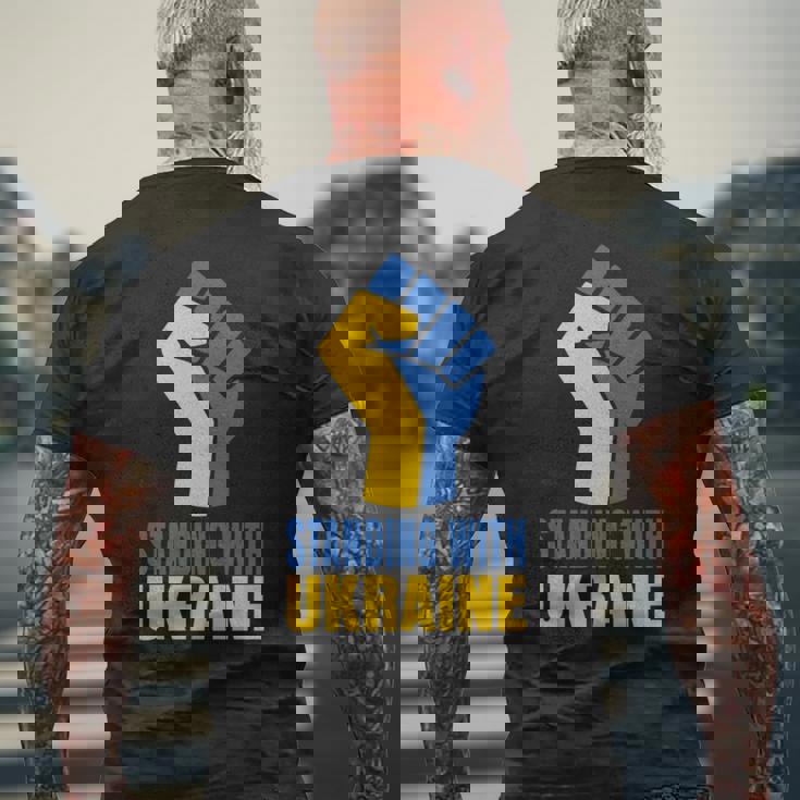 ウクライナを支援 ウクライナと共に立つ 長袖tシャツ メンズTシャツ バックプリント 高齢者への贈り物