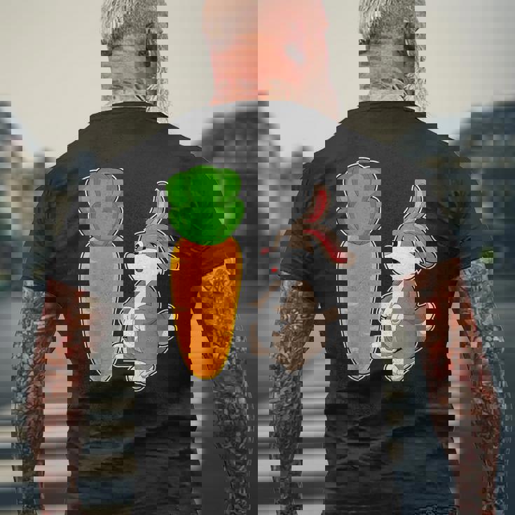 ウサギ ニンジン メンズTシャツ バックプリント 高齢者への贈り物