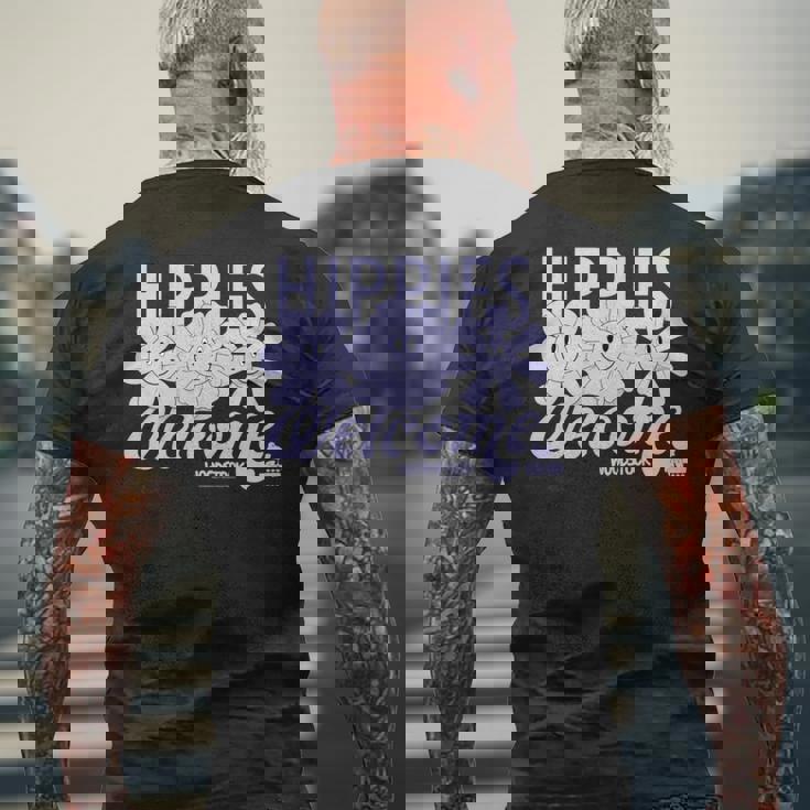 ウッドストック・ヒッピーズ・ウェルカム・スマイリング・フラワーズ 長袖tシャツ メンズTシャツ バックプリント 高齢者への贈り物