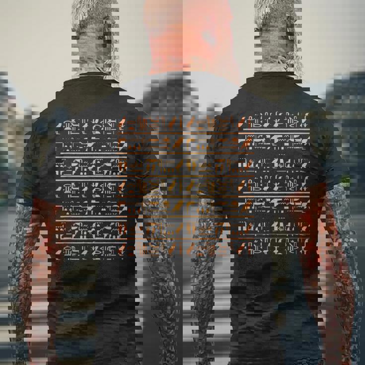 エジプトパターン ホルスの目 ヒエログリフ ファラオ アヌビス アンク メンズTシャツ バックプリント 高齢者への贈り物