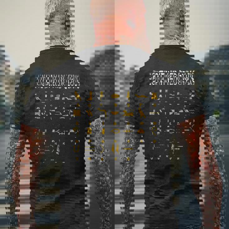 エジプトヒエログリフ I エジプト人 神 Ra Abc アルファベット メンズTシャツ バックプリント 高齢者への贈り物