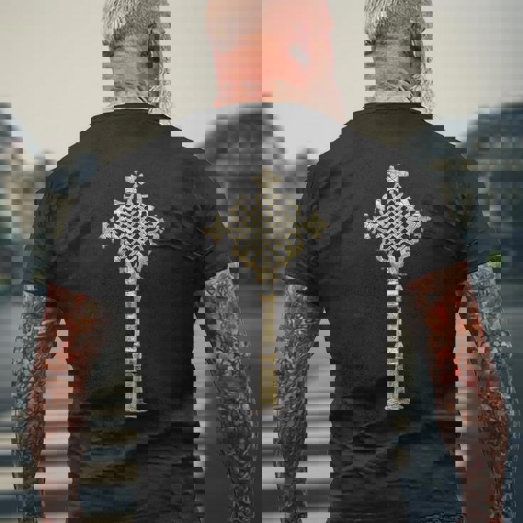 エチオピア十字 メンズTシャツ バックプリント 高齢者への贈り物