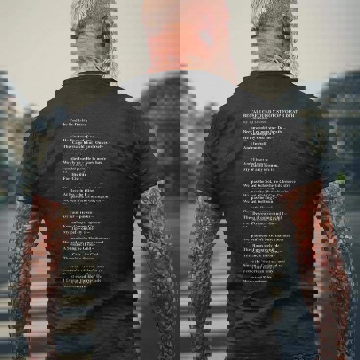 エミリー・ディッキンソン ファン ポエトリーリーダー ポエムライター メンズTシャツ バックプリント 高齢者への贈り物