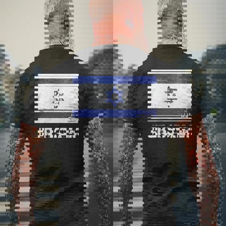 エルサレムイスラエル国旗シャツ メンズTシャツ バックプリント 高齢者への贈り物