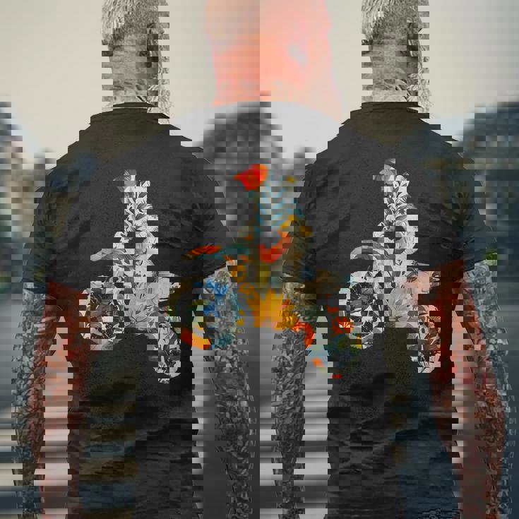 エレガントなシルエット フラワーアートピース フローラル モトクロス メンズTシャツ バックプリント 高齢者への贈り物