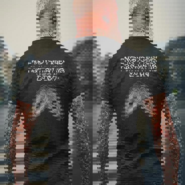 エントロピー熱力学物理学教師学生科学ギフト メンズTシャツ バックプリント 高齢者への贈り物