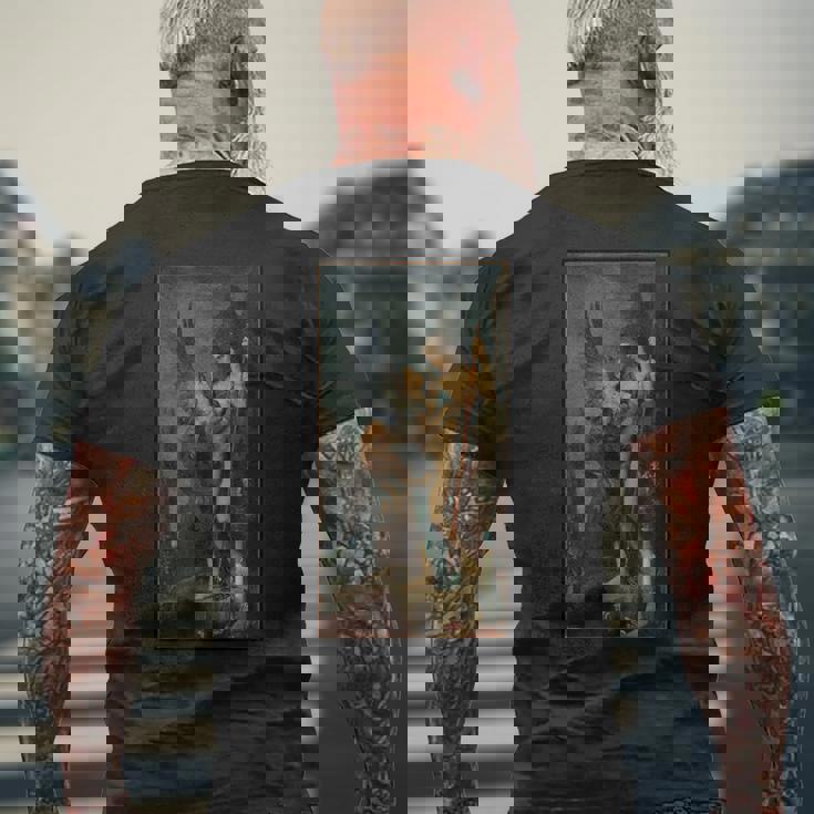 オイディプスとスフィンクス ギュスターヴ・モロー古代ギリシャ メンズTシャツ バックプリント 高齢者への贈り物