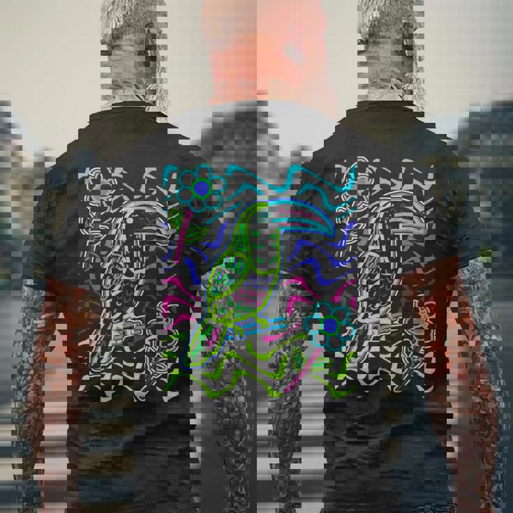 オオハシの鳥 アラカリ オオハシ オオハシ モラ アート パナマ・クナ族作 メンズTシャツ バックプリント 高齢者への贈り物