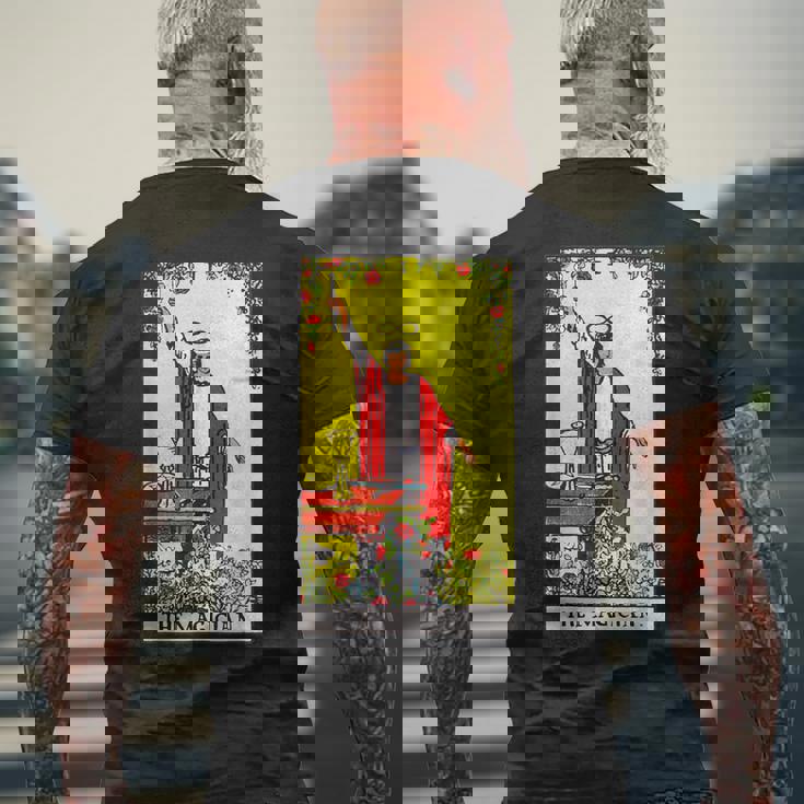 オリジナルrider Waite Deckからのマジシャンビンテージタロットカード メンズTシャツ バックプリント 高齢者への贈り物