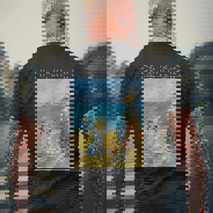 オーギュスト・ルノワール ビーチのフィギュア メンズTシャツ バックプリント 高齢者への贈り物