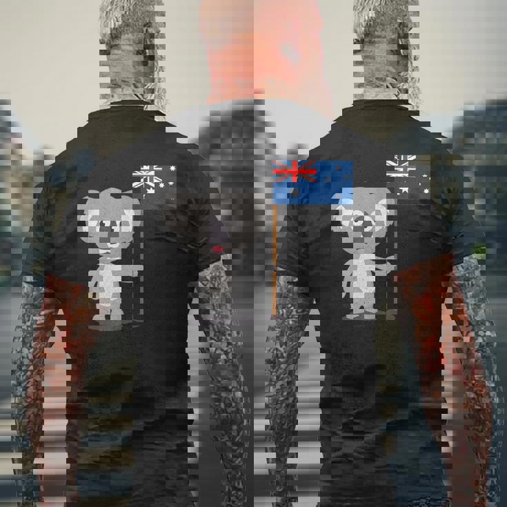 オーストラリアのコアラ オーストラリア国旗 メンズTシャツ バックプリント 高齢者への贈り物