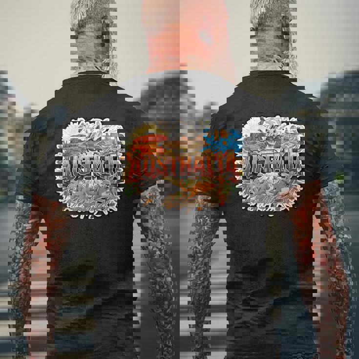 オーストラリアカンガルーコアラポインティングミーム オーストラリアのお土産 メンズTシャツ バックプリント 高齢者への贈り物