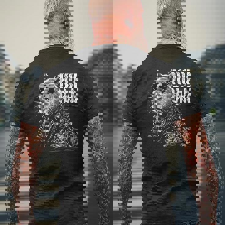 オートバイ げっ歯類 ロック メンズ カピバラ メンズTシャツ バックプリント 高齢者への贈り物