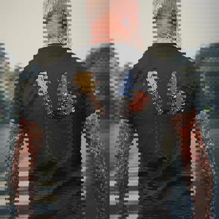 カジュアル ウクレレコレクション ポケットにハワイウクレレ メンズTシャツ バックプリント 高齢者への贈り物