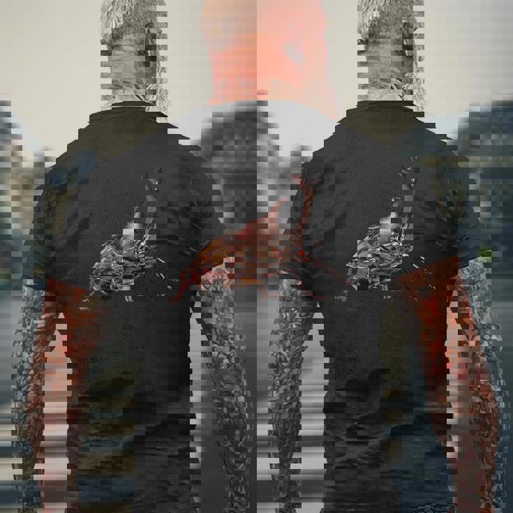 カブトムシの肖像画 メンズTシャツ バックプリント 高齢者への贈り物