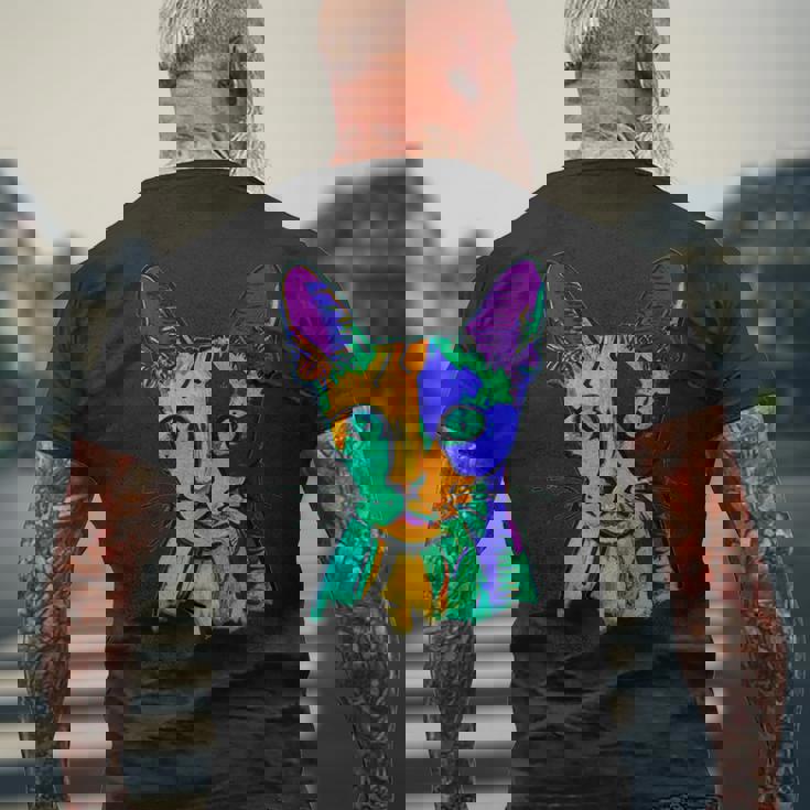 カラフルキャット メンズTシャツ バックプリント 高齢者への贈り物