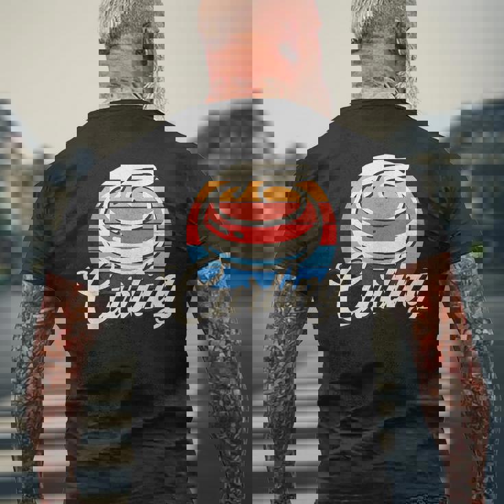 カーリング レトロ ヴィンテージ カーリングストーン メンズTシャツ バックプリント 高齢者への贈り物