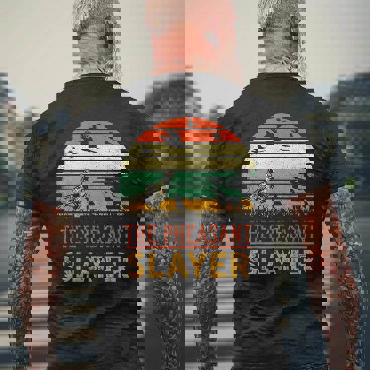 キジの鳥狩り 面白いスレイヤーハンターレトロヴィンテージ メンズTシャツ バックプリント 高齢者への贈り物