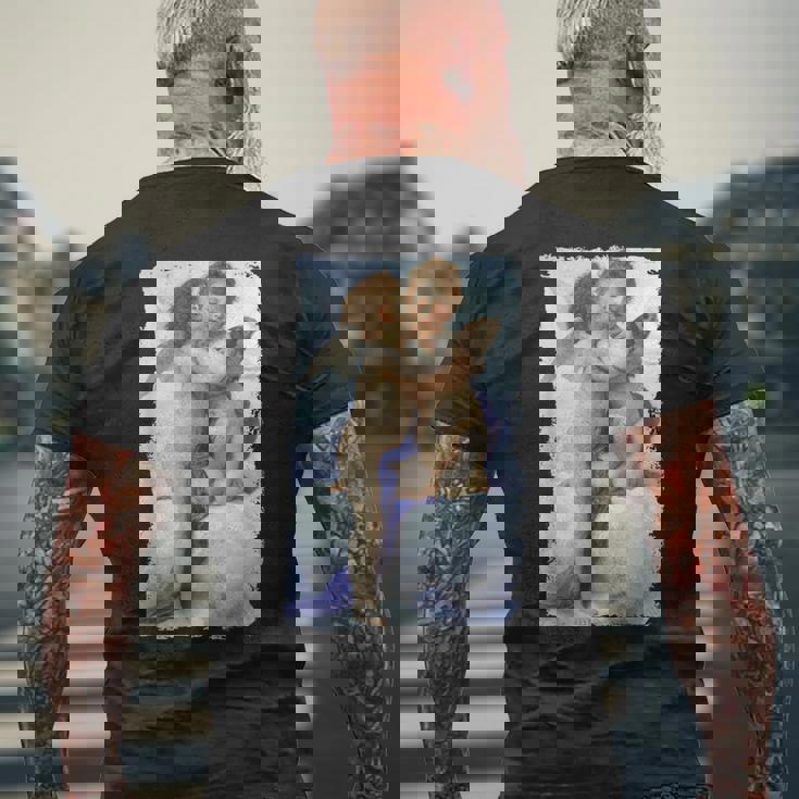 キスエンジェルズ ファーストキス 絵画 天使 キス キューピッド ラブ メンズTシャツ バックプリント 高齢者への贈り物