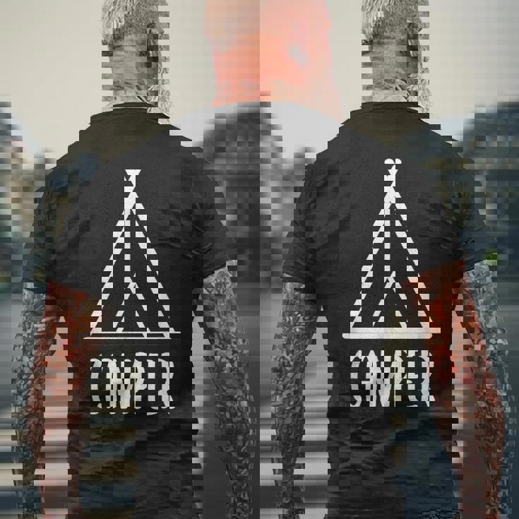 キャンパー キャンプ好き 山好き ハイキング好き 登山好き 海好き アウトドア好き キャンプ メンズTシャツ バックプリント 高齢者への贈り物