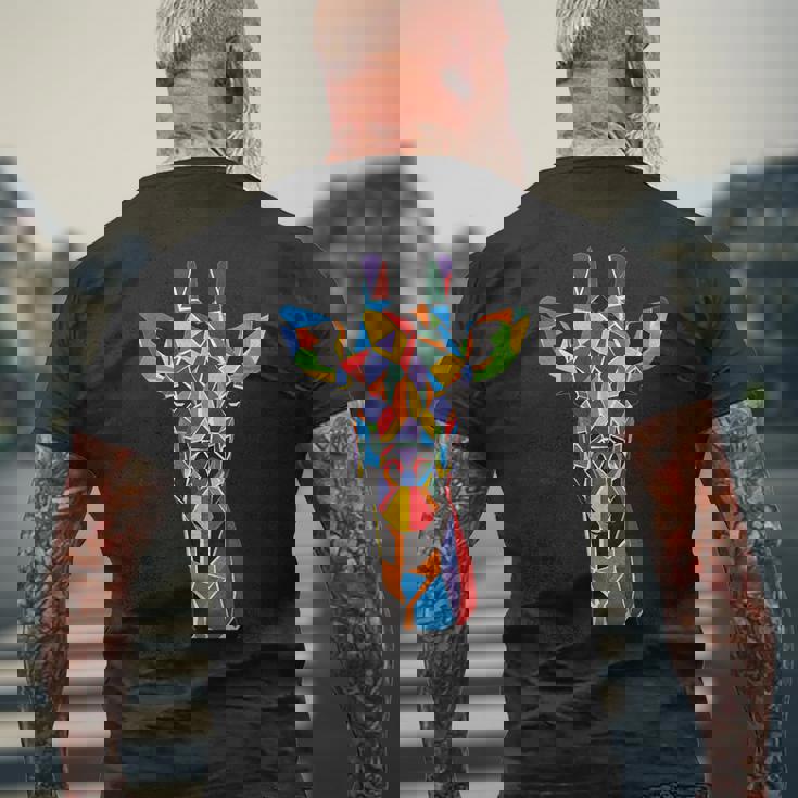 キリン 幾何学 メンズTシャツ バックプリント 高齢者への贈り物