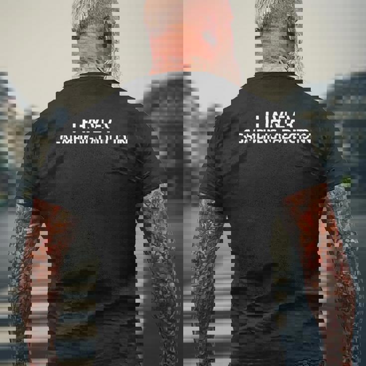 ギャンブル依存症です メンズTシャツ バックプリント 高齢者への贈り物