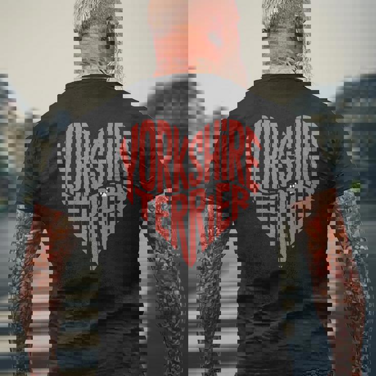 クリエイティブ・ヨークシャー・テリア ラブ・ヨークシャー・テリア・ハート メンズTシャツ バックプリント 高齢者への贈り物