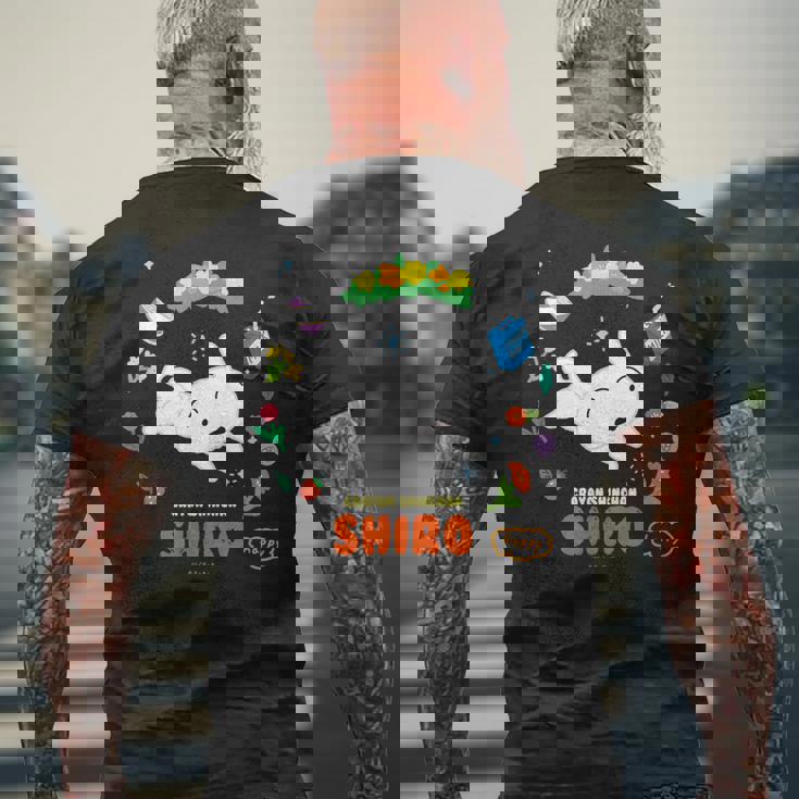 クレヨンしんちゃん Happyシロ フラワーリング メンズTシャツ バックプリント 高齢者への贈り物