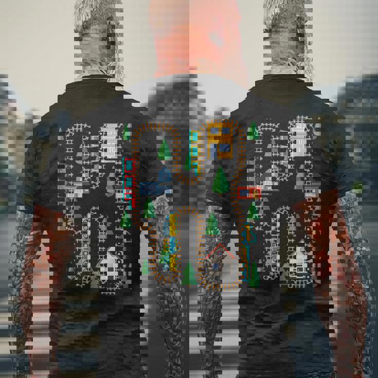 クールなプレイマット 電車線路 かわいい機関車 幼児 メンズTシャツ バックプリント 高齢者への贈り物