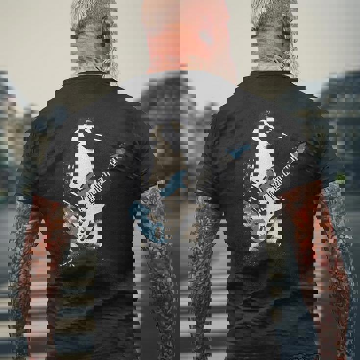 クールなペンギン ギターを弾く 音楽愛好家 ペンギン ギター 面白い メンズTシャツ バックプリント 高齢者への贈り物