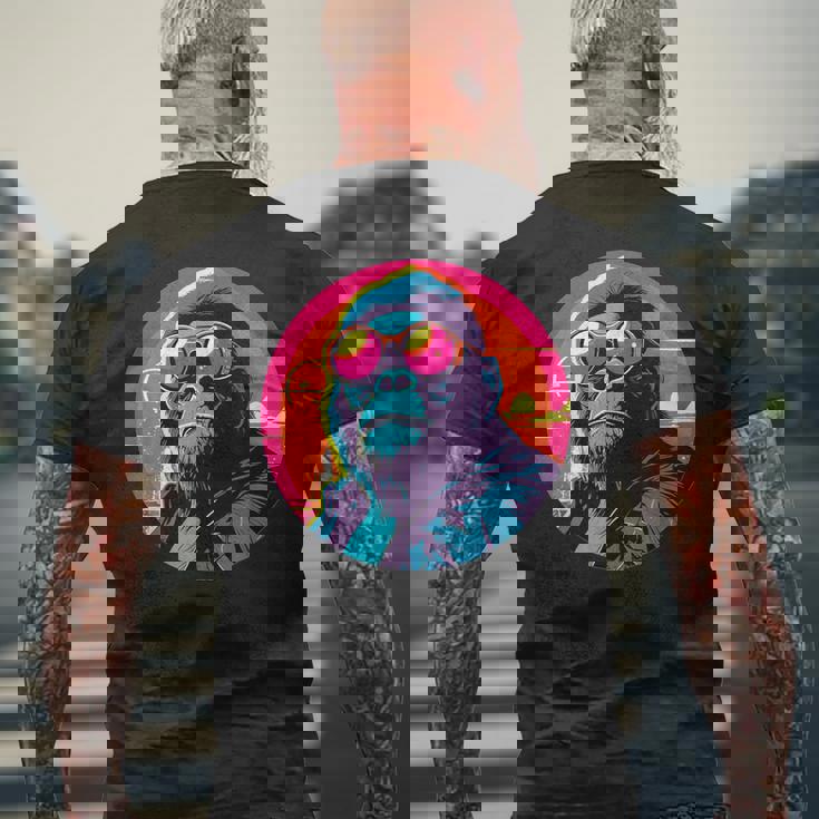 クールゴリラ サングラス付き サンセット ゴリラ メンズTシャツ バックプリント 高齢者への贈り物