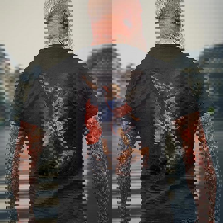 グイド・レーニによるサタンを倒した大天使ミカエル1635 メンズTシャツ バックプリント 高齢者への贈り物