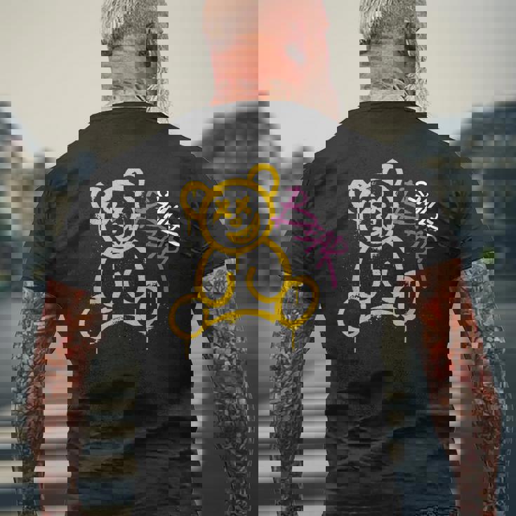 グラフィティベア グラフィティ テディベア 笑うクマ スマイルベア メンズTシャツ バックプリント 高齢者への贈り物