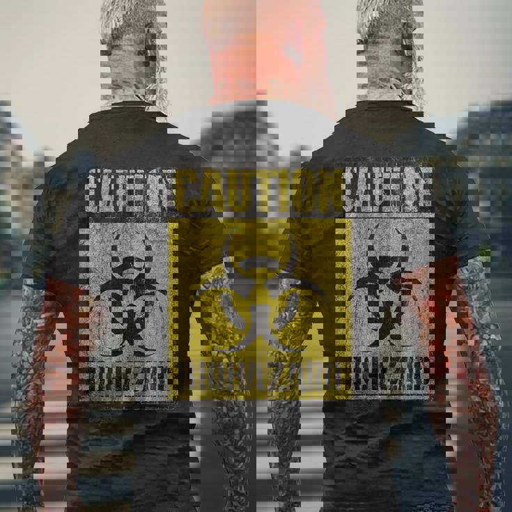 グランジ バイオハザード シンボル 黙示録後 警告サイン メンズTシャツ バックプリント 高齢者への贈り物