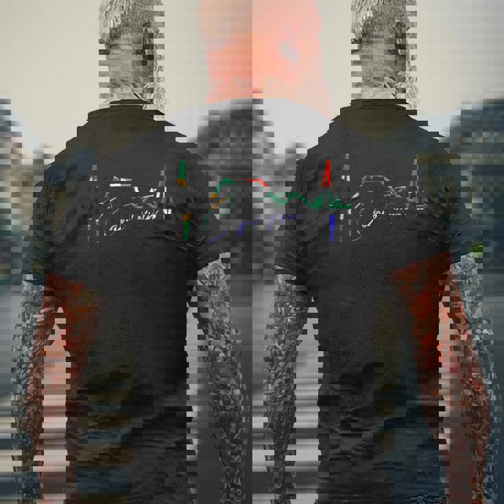 ケープタウン スカイライン ハートビート ケープタウン 南アフリカ テーブルマウンテンi Love Cape Town メンズTシャツ バックプリント 高齢者への贈り物