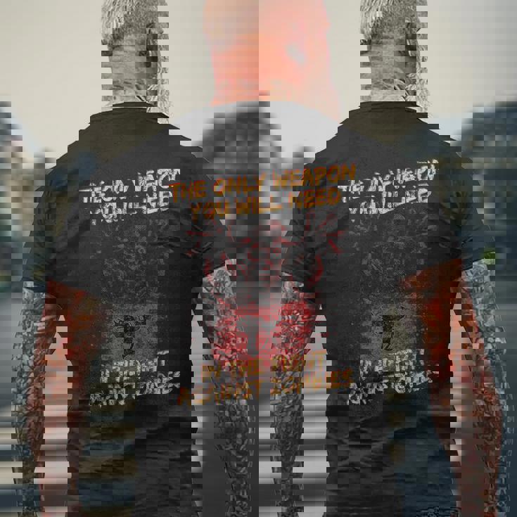 ゲーミング ゾンビ レイ ガン メンズ レディース キッズ ハロウィン メンズTシャツ バックプリント 高齢者への贈り物