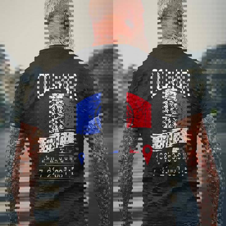 コルマール フランス国旗 Gps座標 コルマール メンズTシャツ バックプリント 高齢者への贈り物