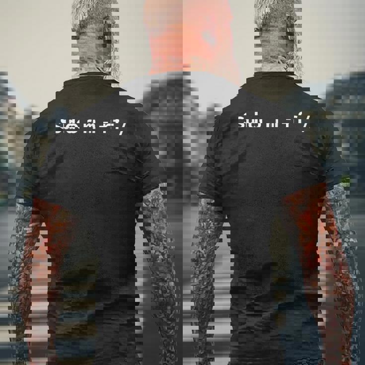 コンピューター -Udo Rm -Rf Tux Linux ペンギン プログラマー メンズTシャツ バックプリント 高齢者への贈り物