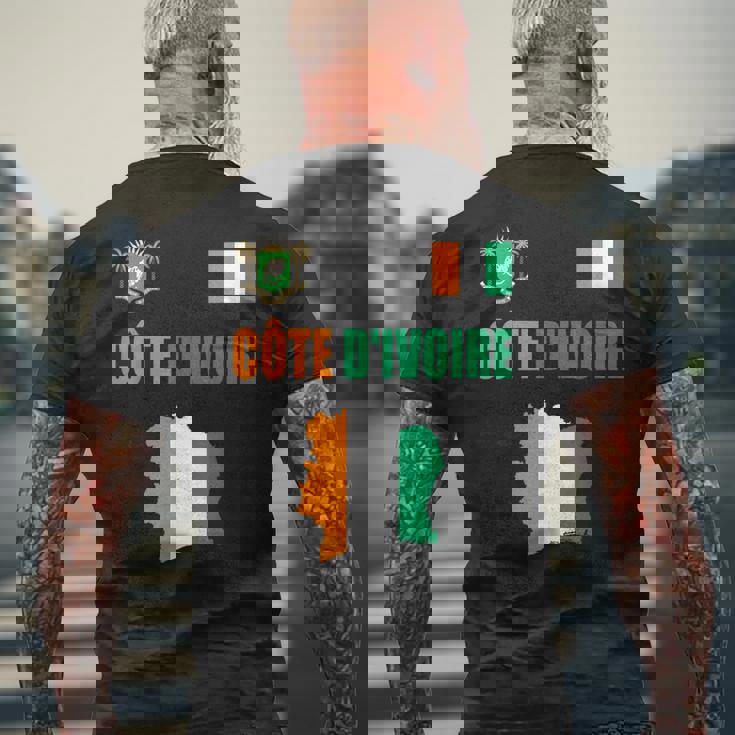 コートジボワール国旗 コートジボワール地図 メンズTシャツ バックプリント 高齢者への贈り物