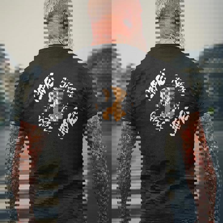 コーヒーシェットランド・シープドッグ犬 メンズTシャツ バックプリント 高齢者への贈り物