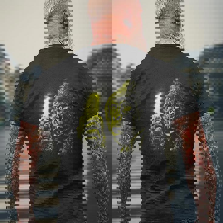 ゴリラとバナナ メンズTシャツ バックプリント 高齢者への贈り物