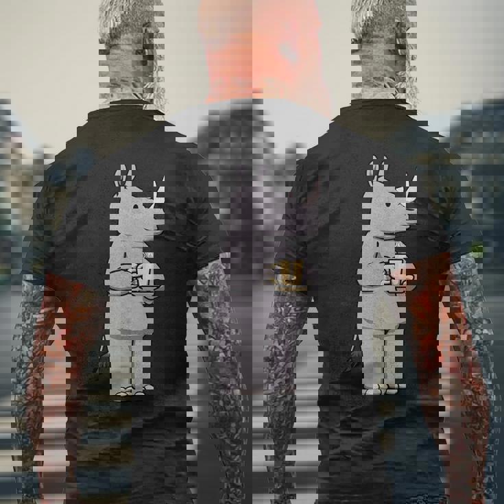 サイ コーヒー 野生動物 サイ メンズTシャツ バックプリント 高齢者への贈り物