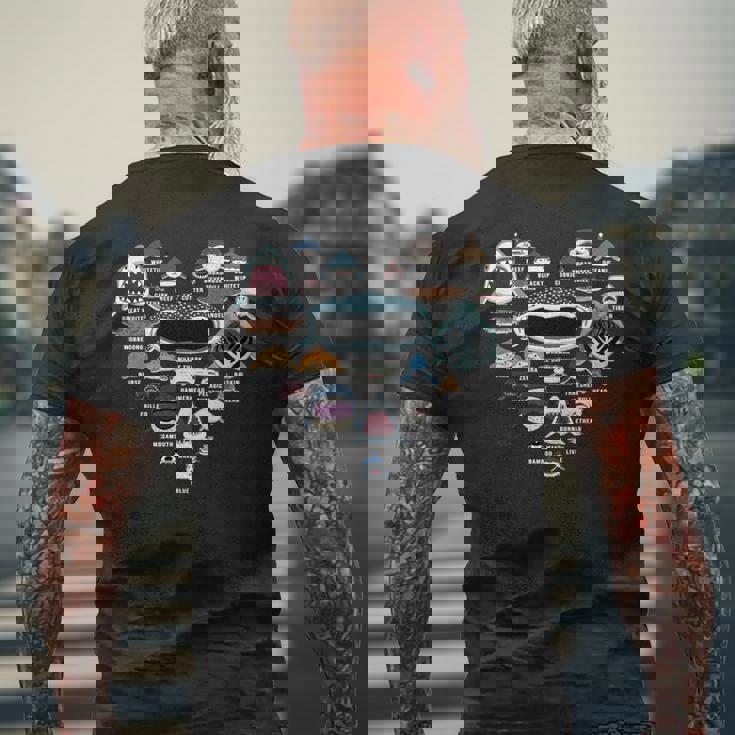 サメの識別 サメの顔 サメのハート 長袖tシャツ メンズTシャツ バックプリント 高齢者への贈り物