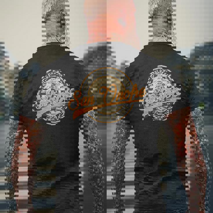 サンオノフレ ロングボードのみのレトロ ウェーブ サーフィン メンズTシャツ バックプリント 高齢者への贈り物